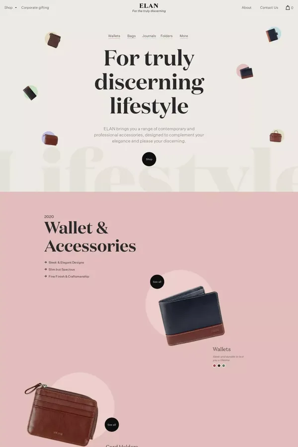 Elan Accessories - Ecommerce design inspiration