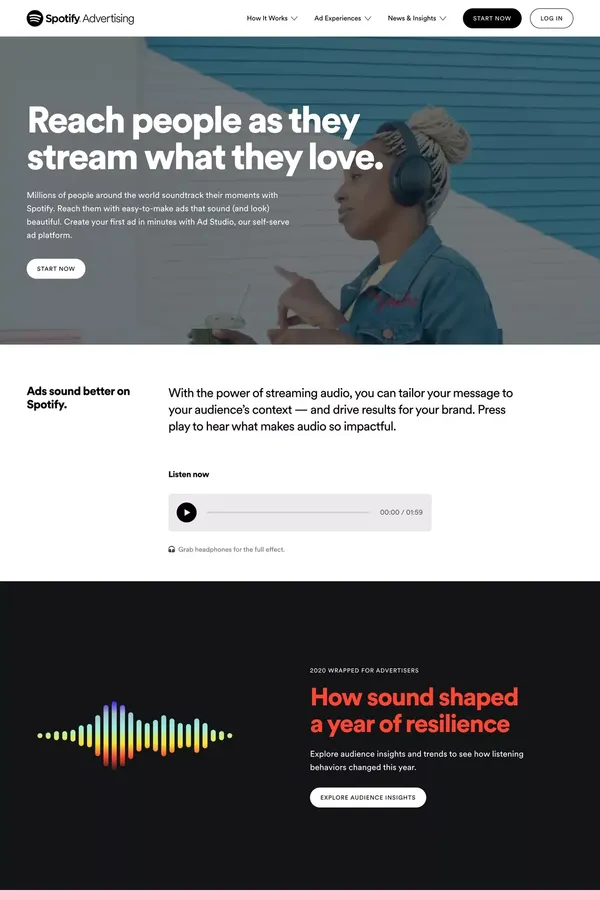 Spotify Advertising - Landing design inspiration