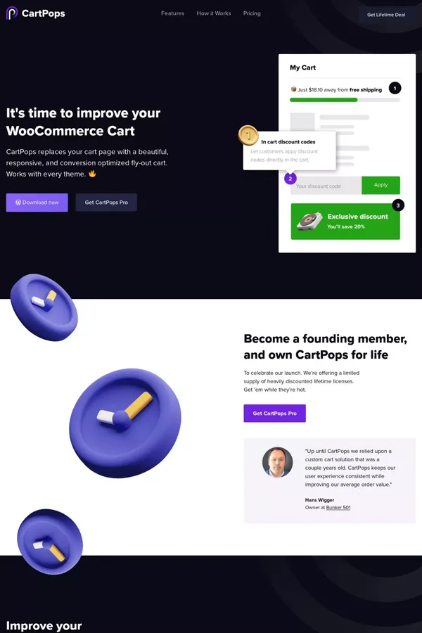 CartPops - Improve your WooCommerce cart with a few clicks - website design inspiration