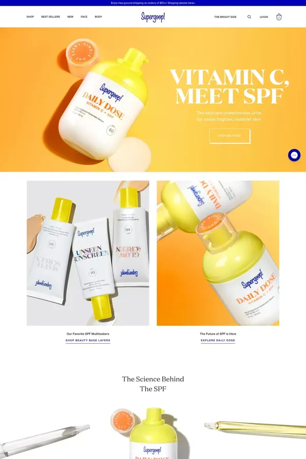 Supergoop! The Best Skincare with SPF and Sunscreen - Ecommerce design inspiration