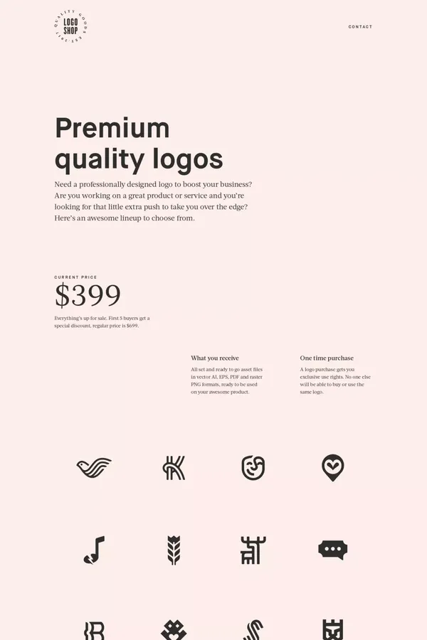 The Logo Shop | Premium quality logos for sale - Ecommerce design inspiration