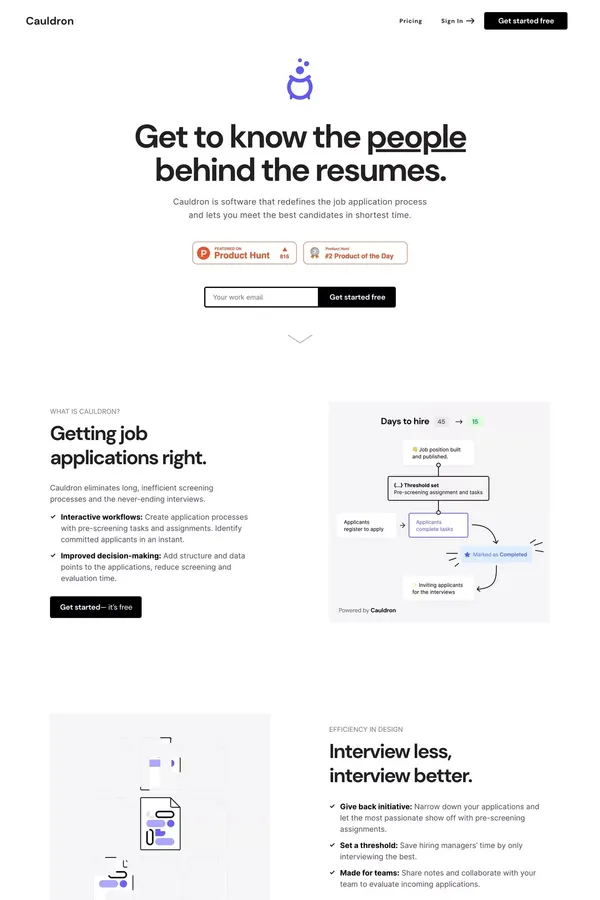 Cauldron | The Job Application Process — Redesigned - Landing design inspiration