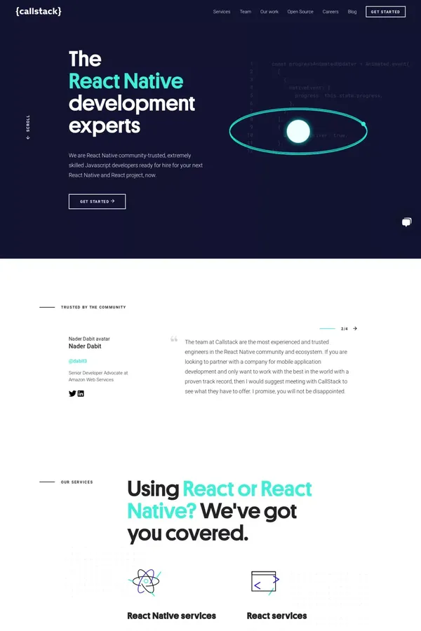 React Native development experts - Callstack - Portfolio design inspiration