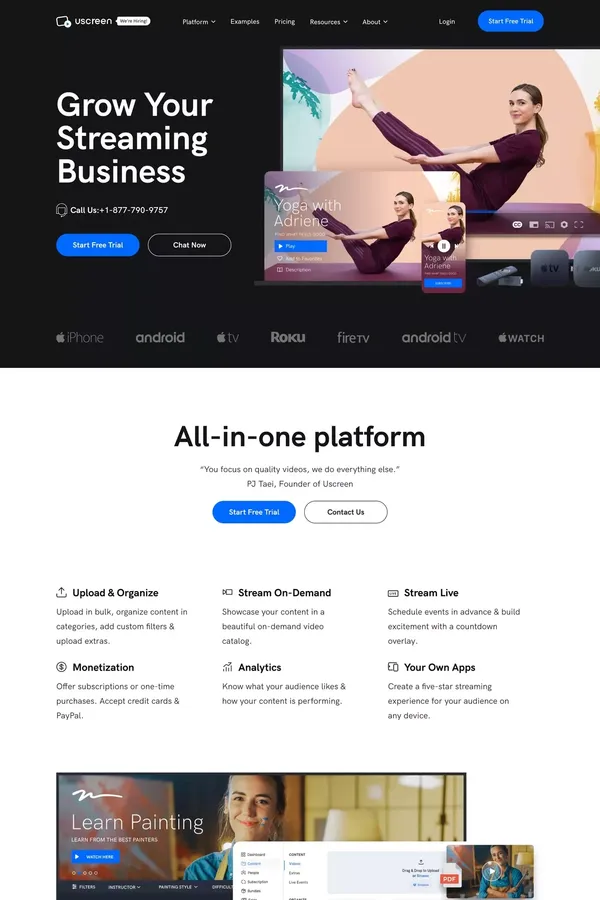 Uscreen - The #1 VOD Platform for Video Monetization - Landing design inspiration
