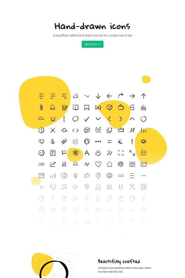 Hand-drawn icons - website design inspiration