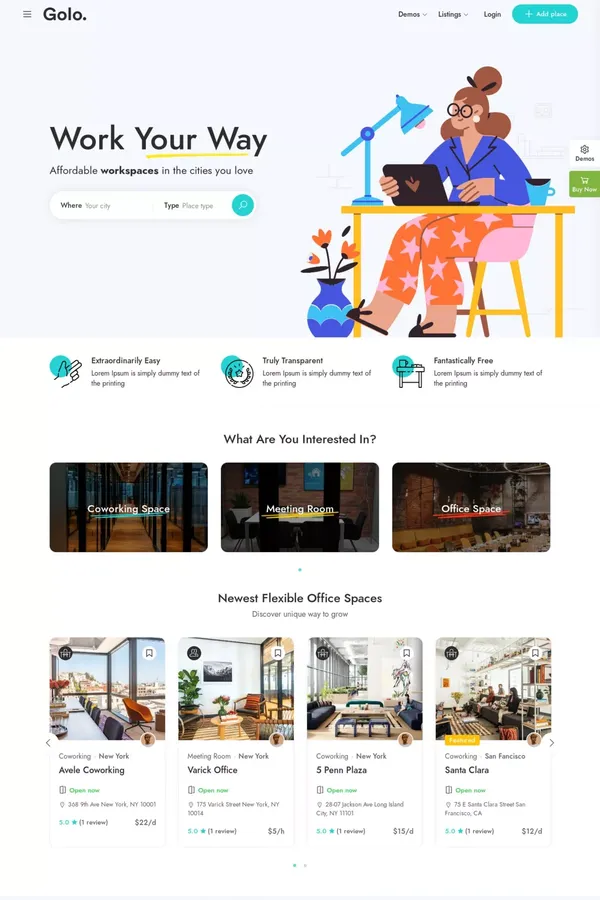 Workspace – Workspace Listing WordPress Theme - website design inspiration