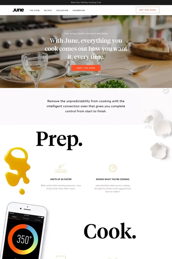 June Intelligent Oven • The computer-based oven that thinks like a chef - Landing design inspiration