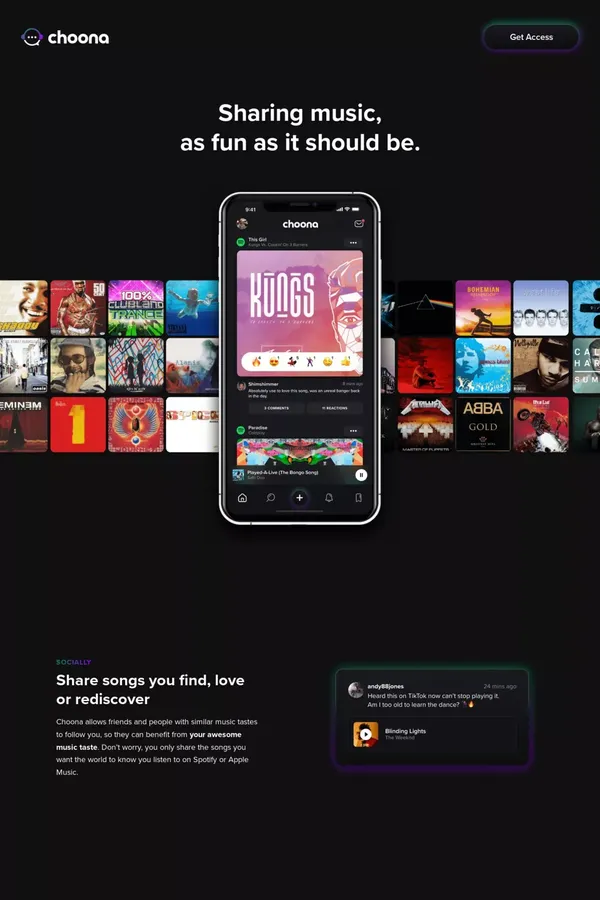 Choona - Landing design inspiration