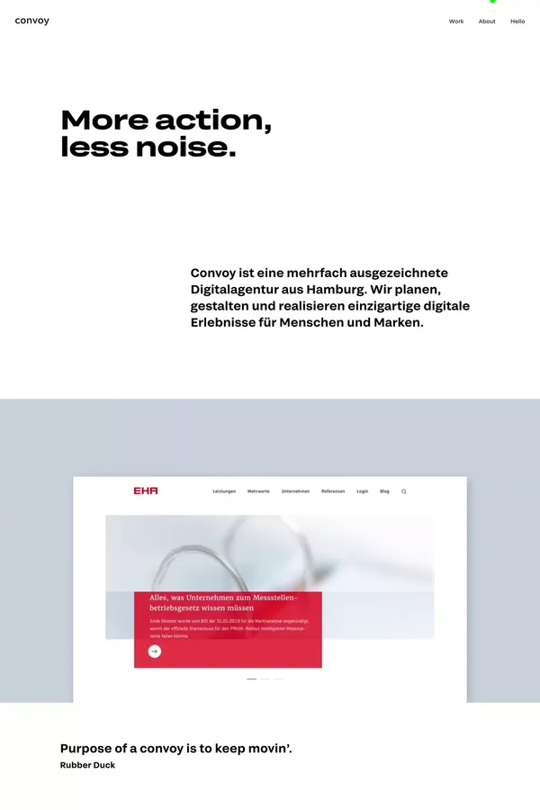 More action, less noise. - Convoy Interactive - Portfolio design inspiration
