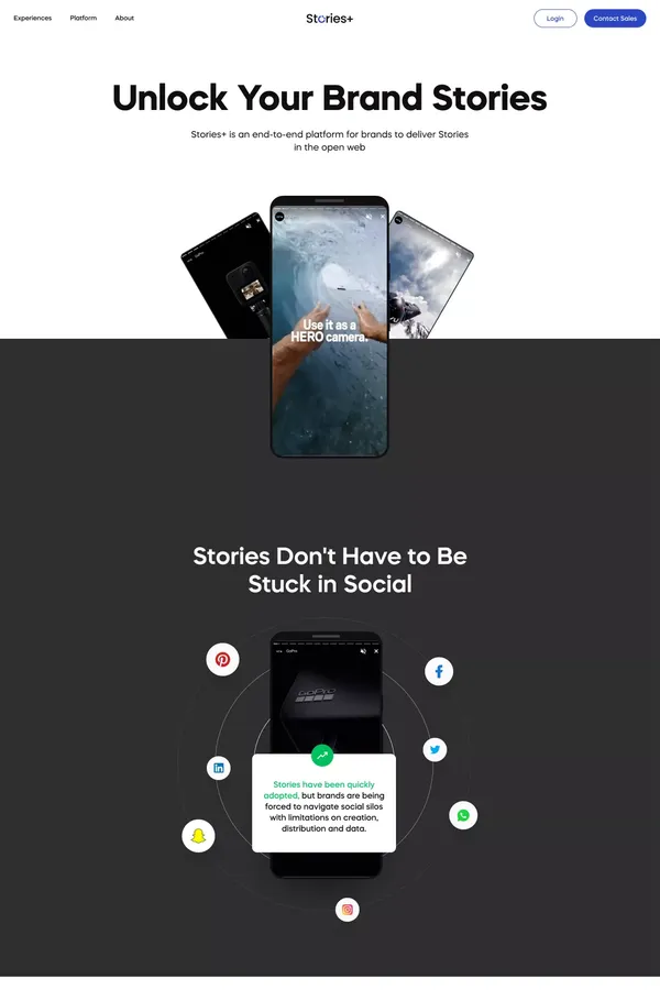 Stories Plus – Unlock Your Brand Stories - Landing design inspiration