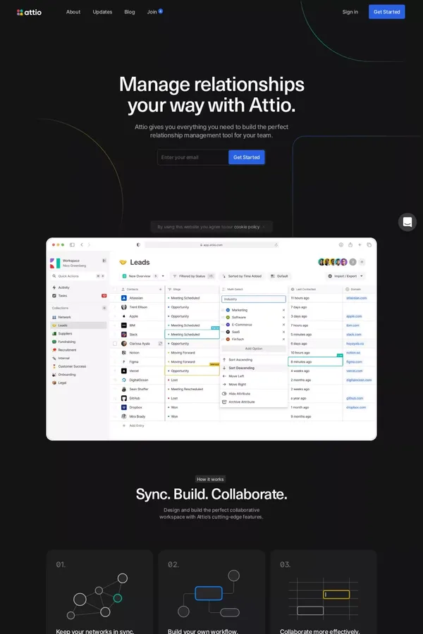 Attio: the Relationship Workspace - Landing design inspiration