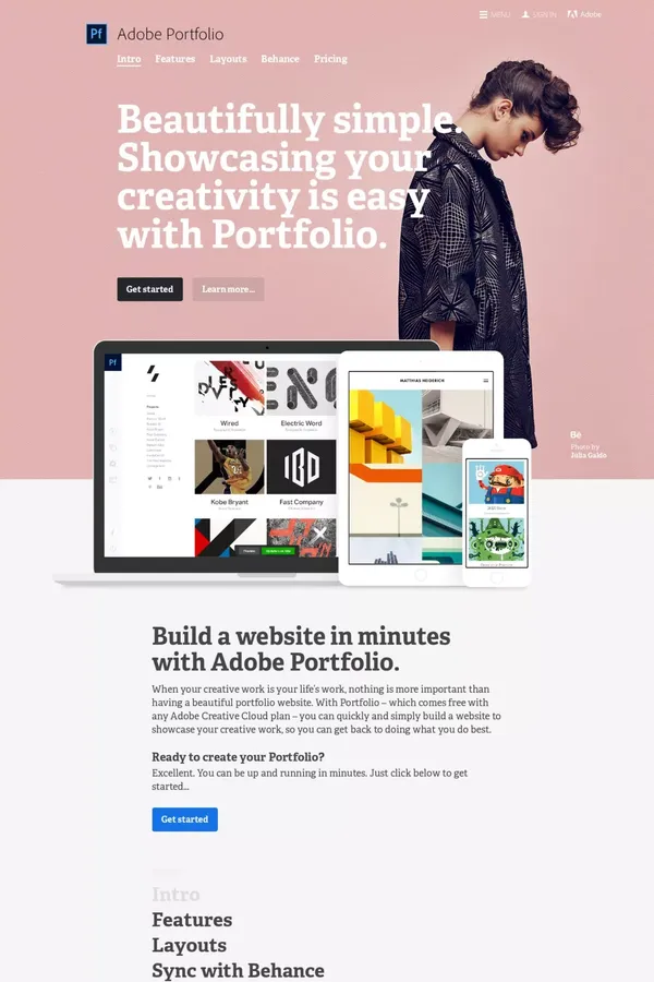 Adobe Portfolio | Build your own personalized website - Landing design inspiration