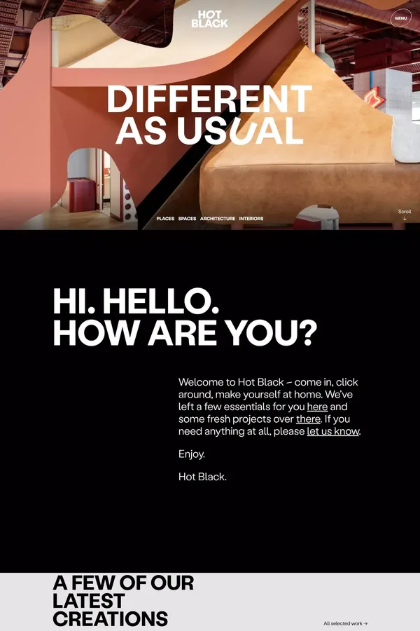 Home | Hot Black - Portfolio design inspiration