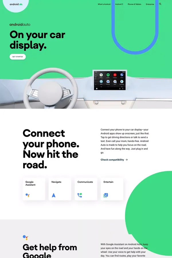Android Auto | Android - Landing design inspiration