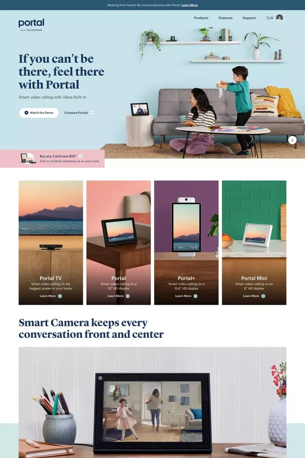 Appels vidéo intelligents avec Alexa intégré | Portal from Facebook - Landing design inspiration