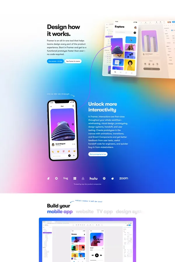 The prototyping tool for teams | Framer - Landing design inspiration