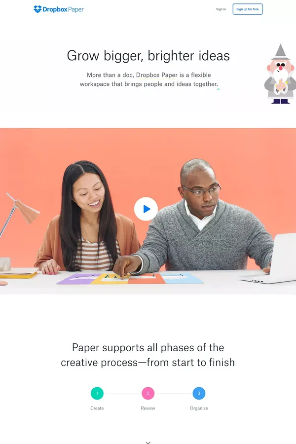 Dropbox Paper - Landing design inspiration