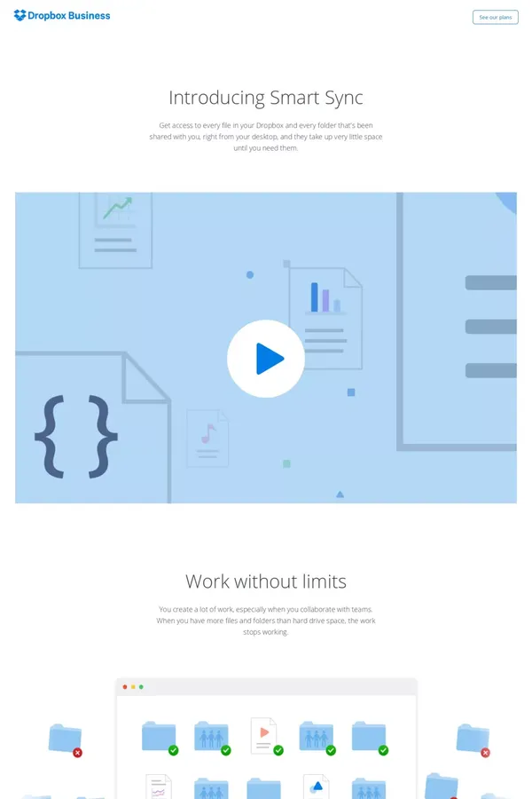 Dropbox - SmartSync - Landing design inspiration