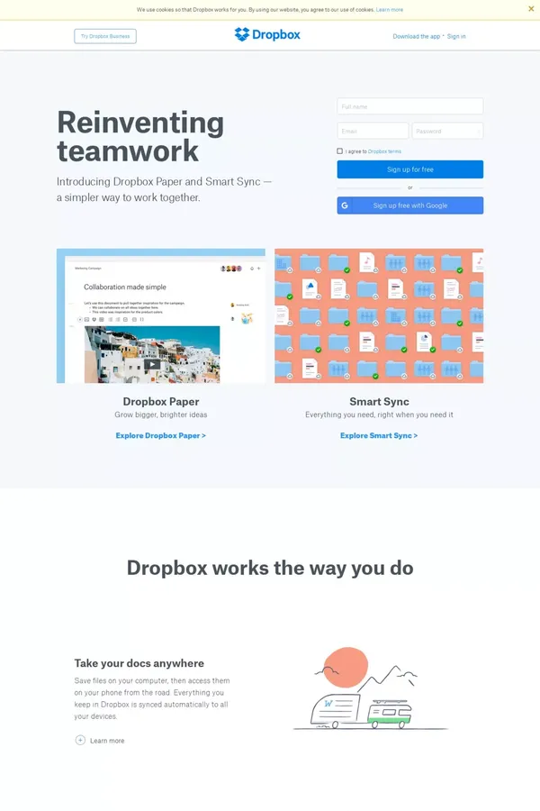 Dropbox - Landing design inspiration