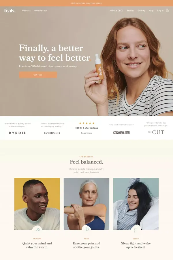 Feals - Ecommerce design inspiration