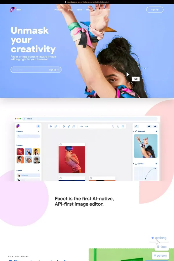 Facet.ai: Unmask Your Creativity - Landing design inspiration