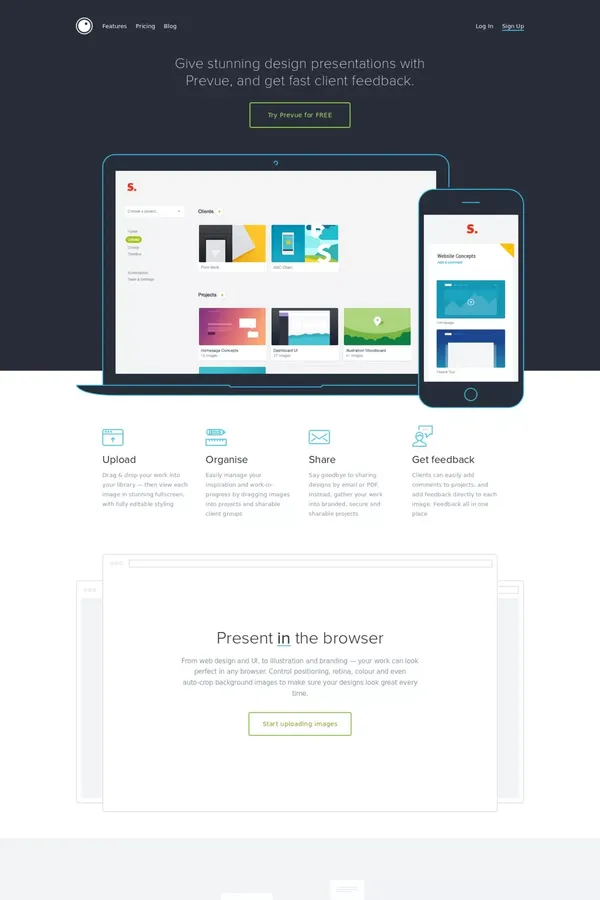 Prevue. Easy design presentation for agencies. - Landing design inspiration