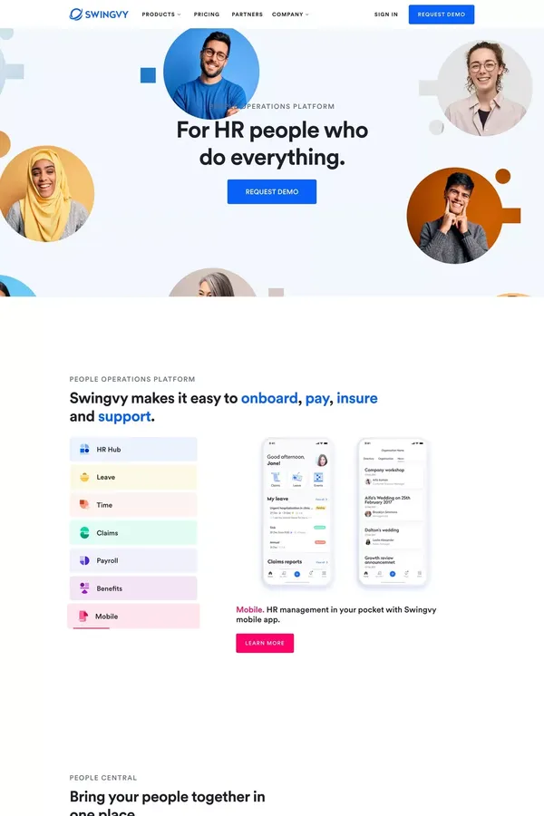 Swingvy People Operations Platform | Complete HRMS And Payroll Software For Singapore SMEs - Landing design inspiration