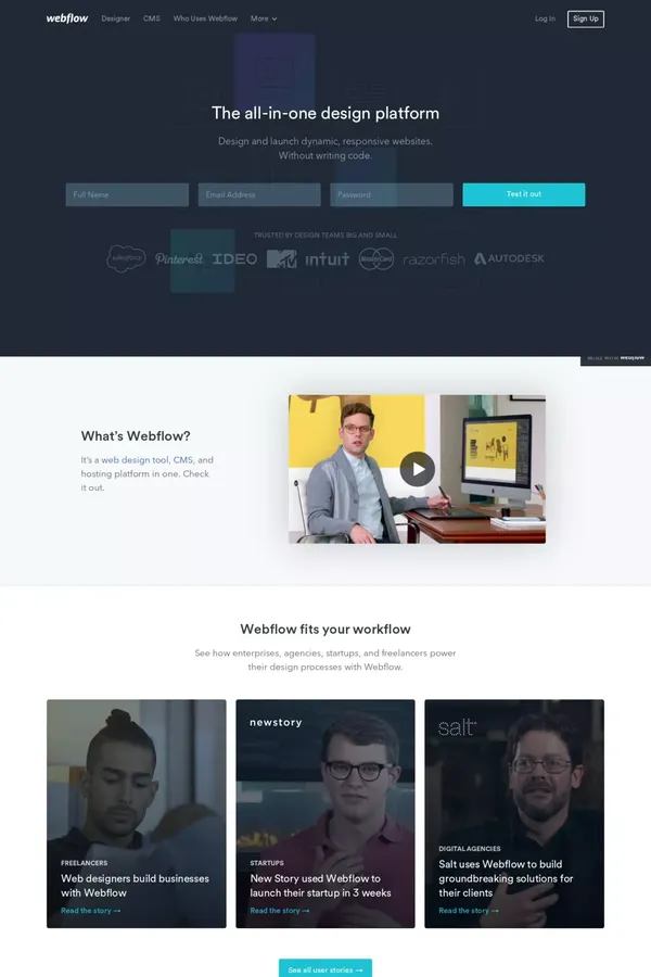 Webflow | Responsive web design tool, CMS, and hosting platform - Landing design inspiration