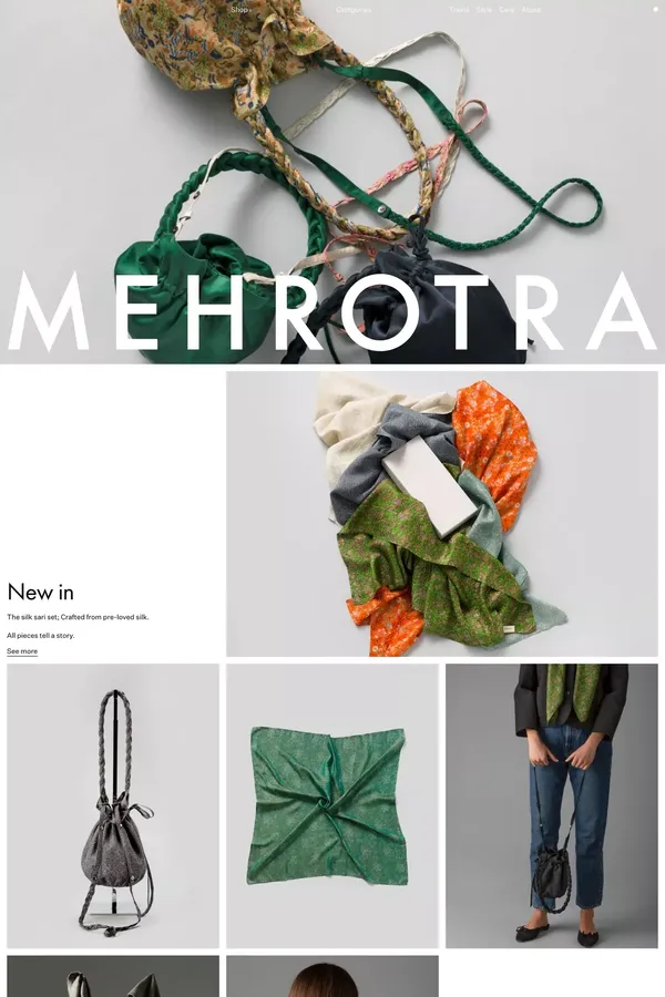 Official online store - Mehrotra - Ecommerce design inspiration
