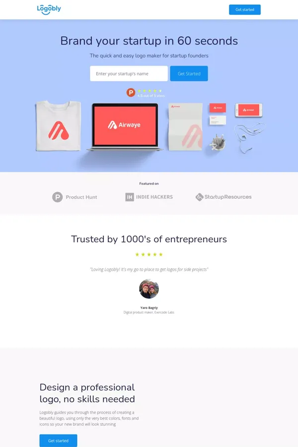 Logobly Logo Maker | Brand Your Startup in 60 Seconds | Logobly - website design inspiration