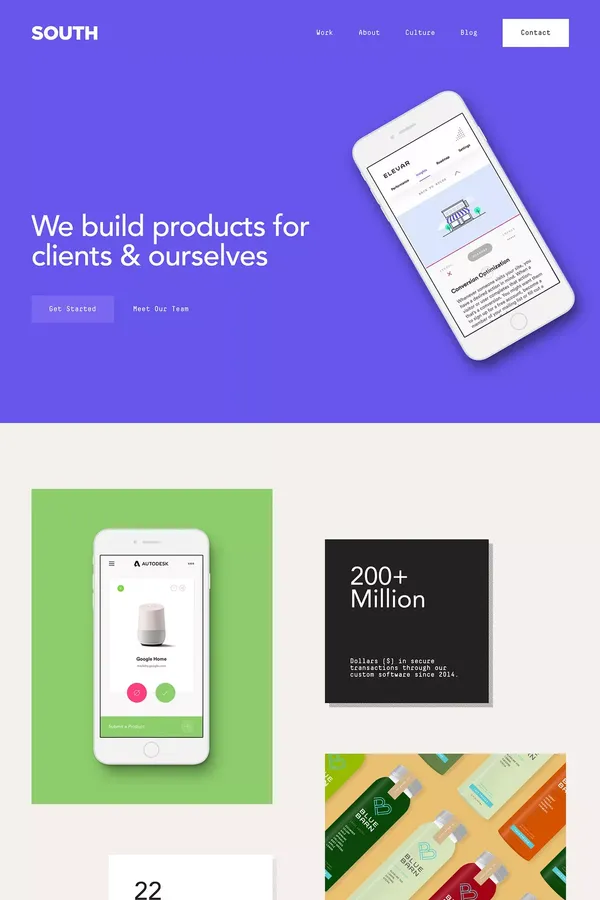 SOUTH | Digital Agency | Strategy, Design, Development, and Analytics - Portfolio design inspiration