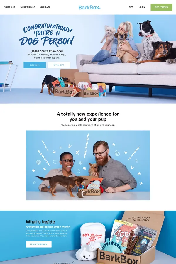 Dog Toys, Treats & Gifts Every Month | BarkBox - Landing design inspiration