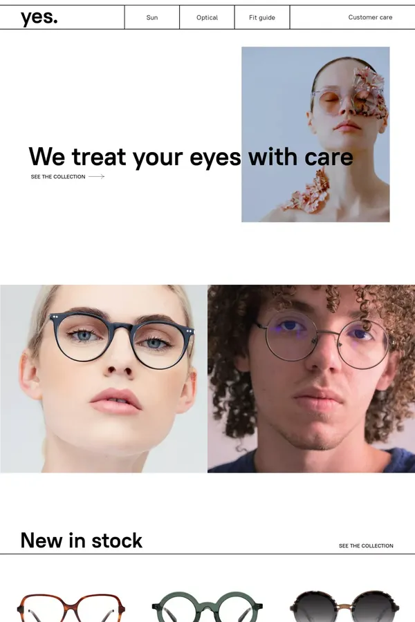 Yes for Eyes - Ecommerce design inspiration