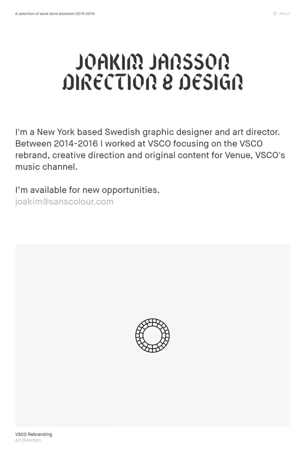 Joakim Jansson - Portfolio design inspiration