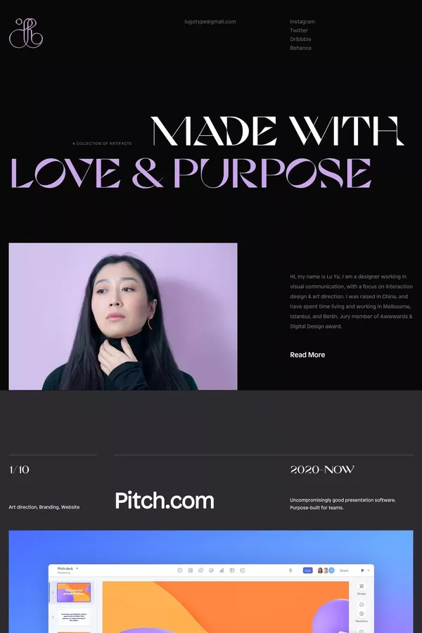 Lu Yu Portfolio - Home - Portfolio design inspiration