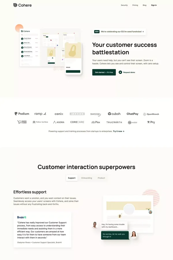 Cohere - Landing design inspiration