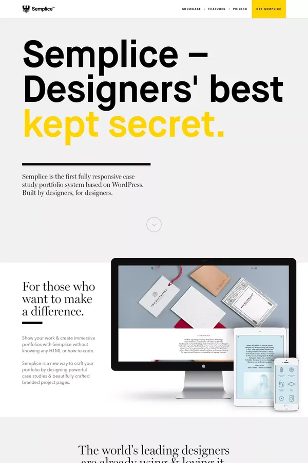 Semplice - Landing design inspiration