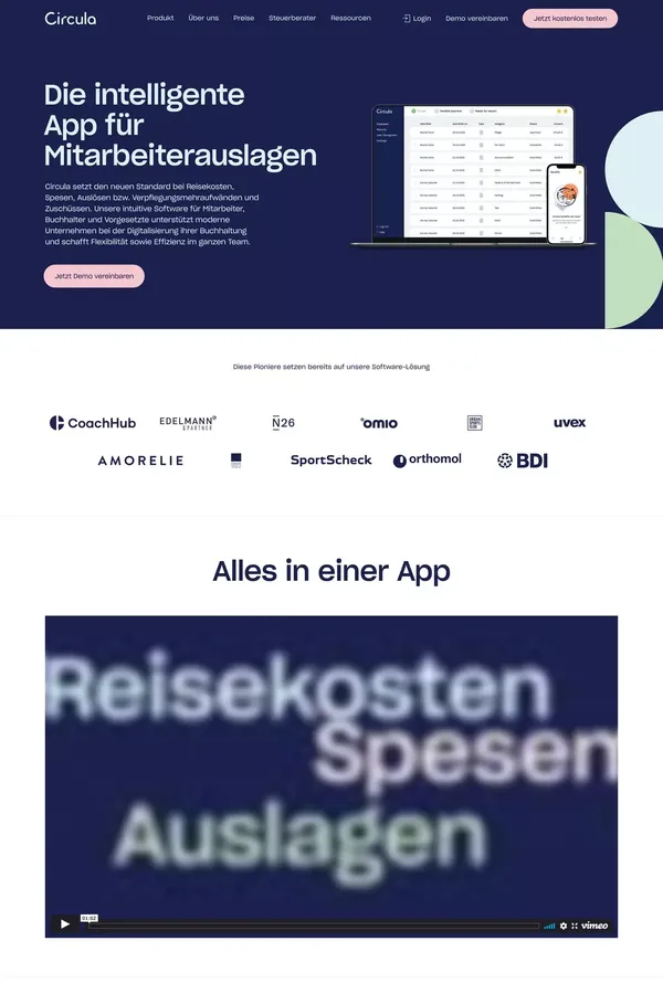 The intelligent app for employee expenses | Circula - Landing design inspiration