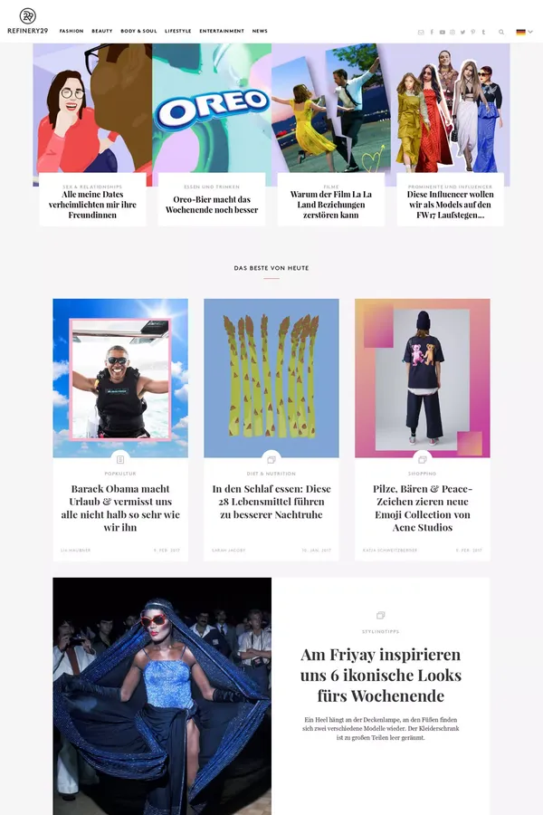 Refinery29 - Blog design inspiration