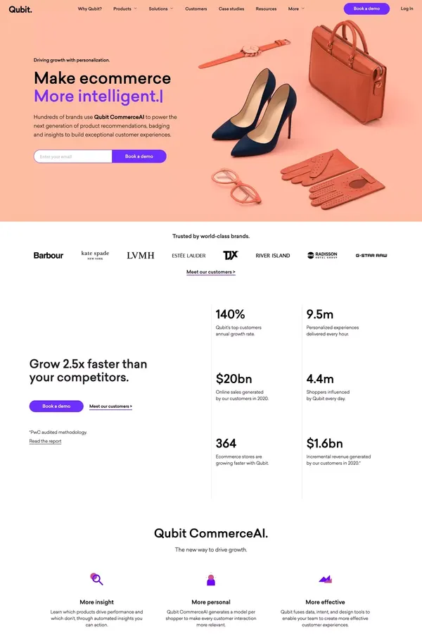 Qubit | Personalization Engine for Ecommerce | Making Ecommerce Better - Landing design inspiration