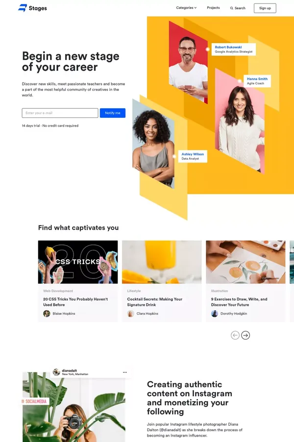 Home | Stages - Landing design inspiration