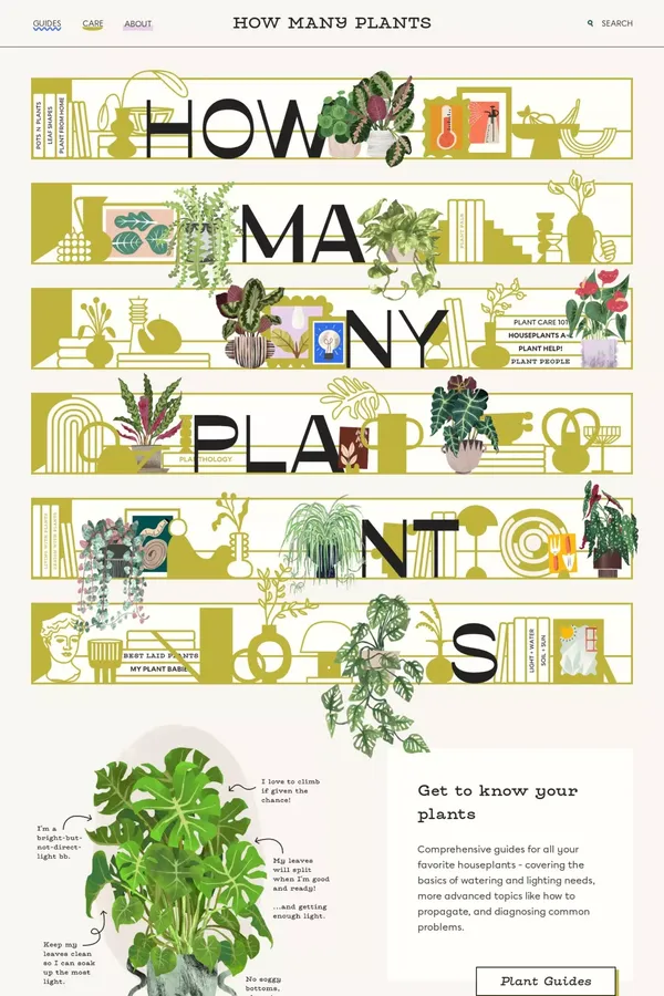 How Many Plants - Indoor and House Plant Resource - Blog design inspiration