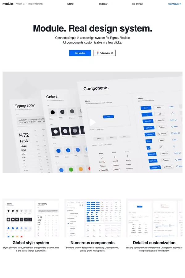 Design system for Figma - Module. UI Kit - Landing design inspiration