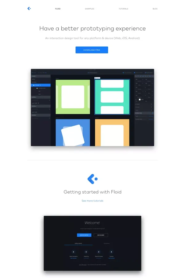 Floid - An interaction design tool - Landing design inspiration