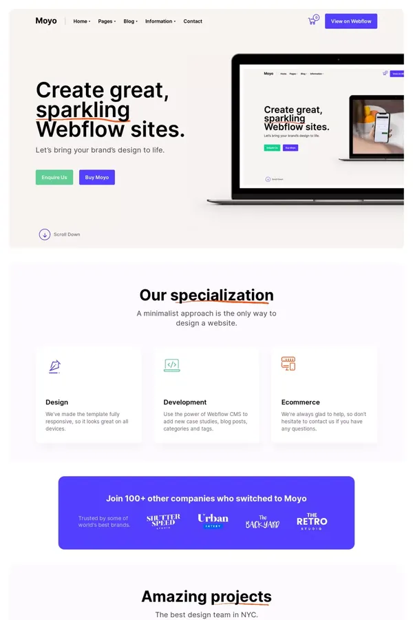 Moyo - Agency Webflow Template - Template design inspiration