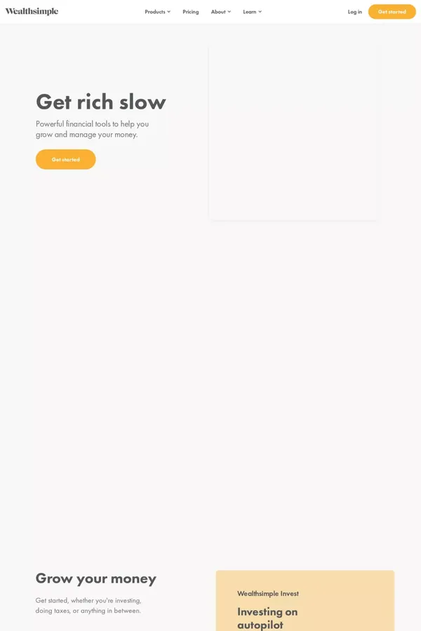 Wealthsimple: Get Rich Slow | Invest, Save, Spend & File Taxes - website design inspiration