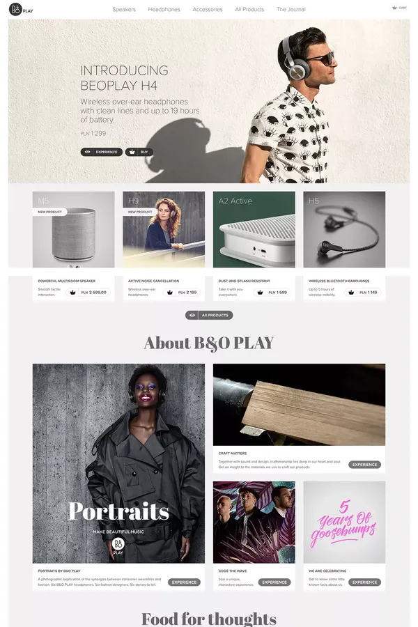 B&O PLAY - Make beautiful Music - Ecommerce design inspiration