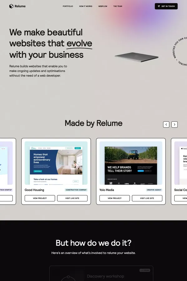 Relume: We Make Beautiful Websites That Evolve - Portfolio design inspiration