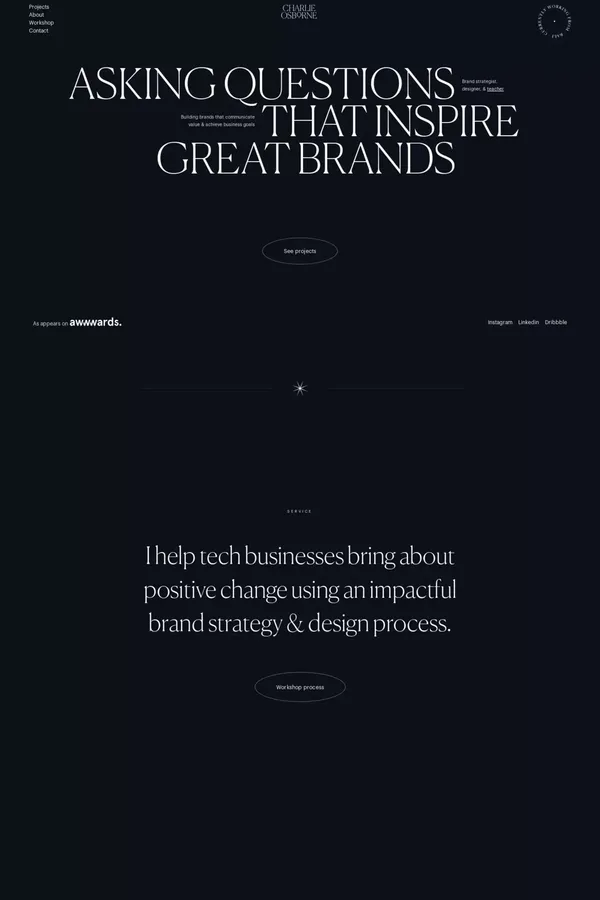 Charlie Osborne - Brand Strategist & Designer - Portfolio design inspiration