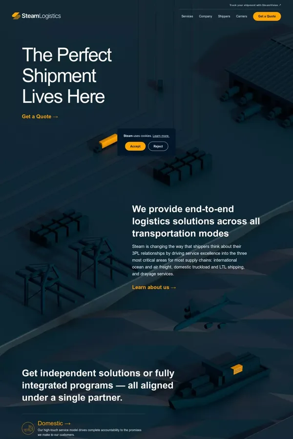 Steam Logistics - website design inspiration